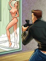 Engaging hentai flash games with busty whore posing naked in shower