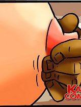 Naughty dark man loves feeling small delicious caucasian slit jumped on the man's dick on interracial comic!