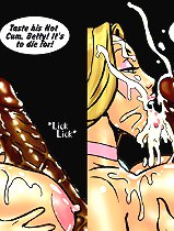 Two hot white bitches eating cum from black cock cartoon sex comics