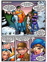 Sexy young girl with huge cartoon boobs fucked hard under the tree