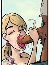 Busty slut from John Persons comic cartoons starves to get deep gagged with huge black dork
