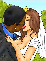Cartoon porn comics. Pink limo for white bride, but she wants to ride on black drivers cock too