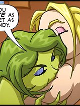 Horny cartoon lesbo girls on taste sweet as candy. Green witch and her victim