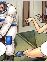 What the fuck are you doing? Stop to show your big cartoon tits and help me!